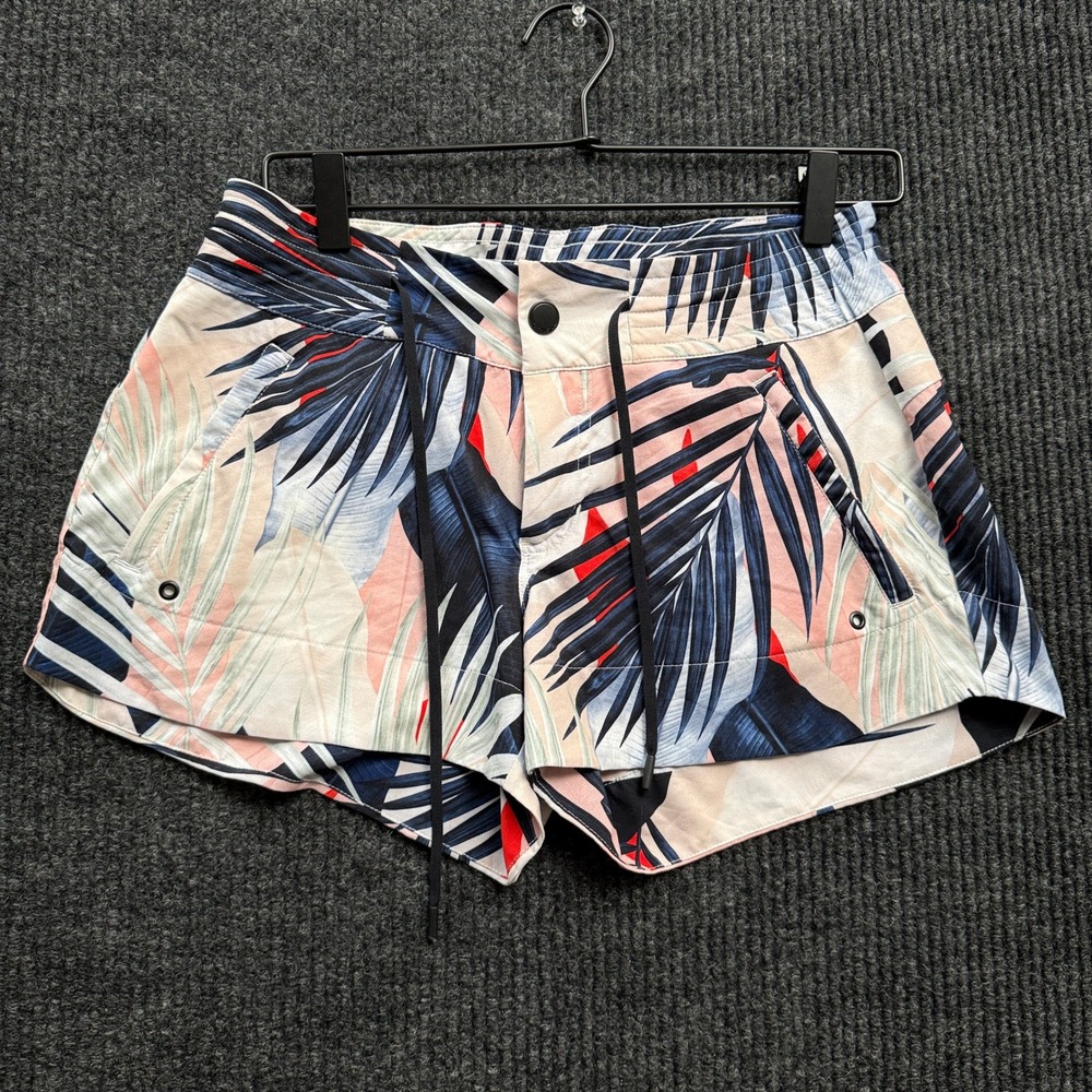 Athleta Hudson Board Shorts Womens 2 Tropical Palm Print Swim Pink Navy Stretch